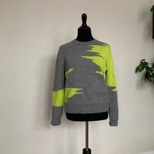 Grey sweater with rad neon green sz M